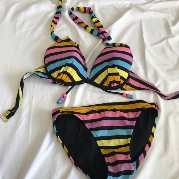 Rainbow bikini with beaded detail - Picture 1 of 5